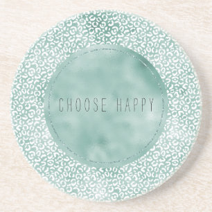 Mint White Leopard Print Coaster
