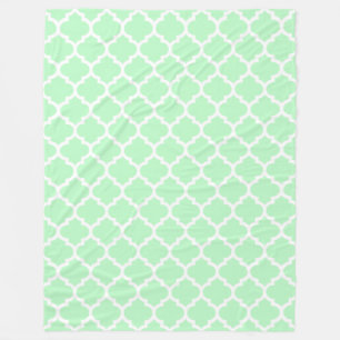 Mint White Moroccan Quatrefoil Pattern #5 Fleece Blanket