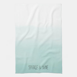 Mint White Ombre Watercolor Tea Towel
