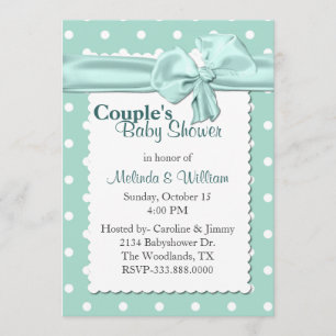 Mint & White Polka Dot Couple's Baby Shower Invitation