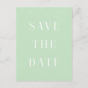 Mint & White SAVE THE DATE Modern Type Postcard