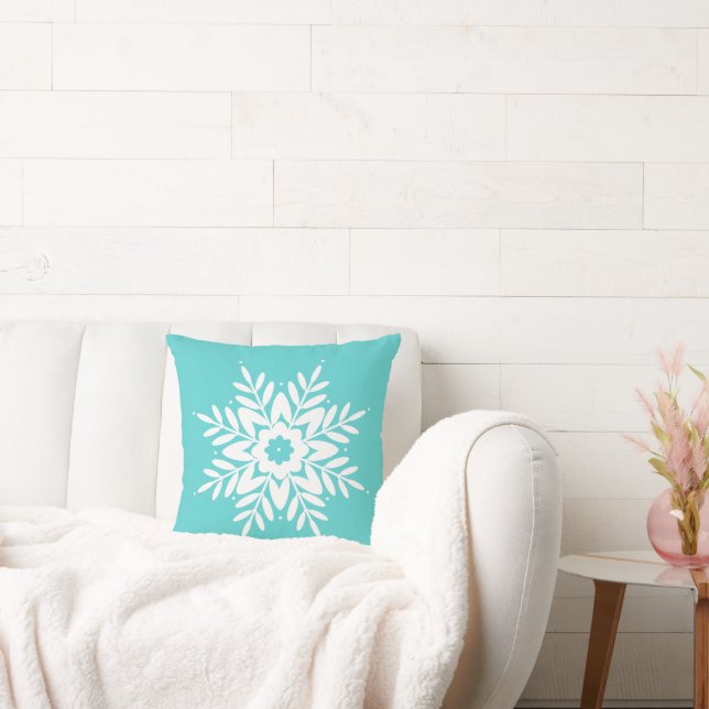 Mint White Snowflake Cushion (Couch)