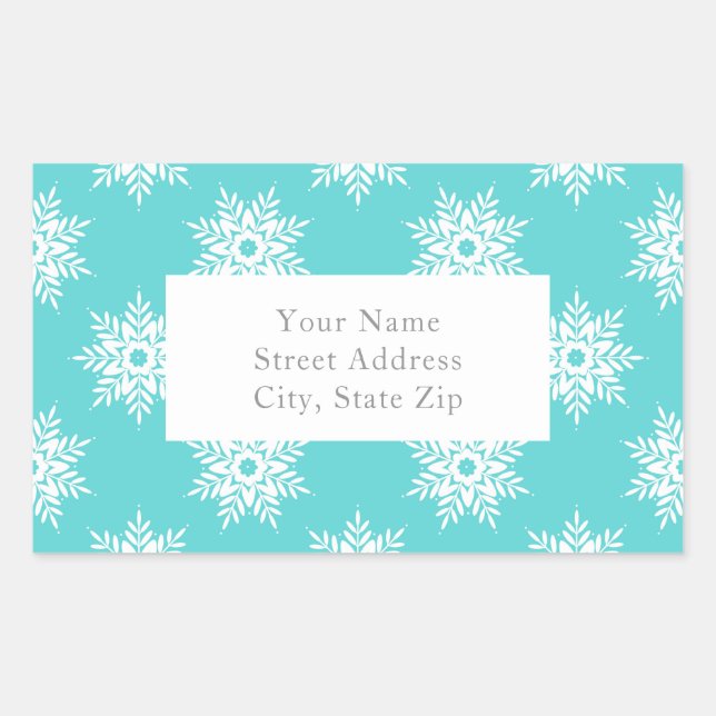 Mint White Snowflake Pattern Labels (Front)