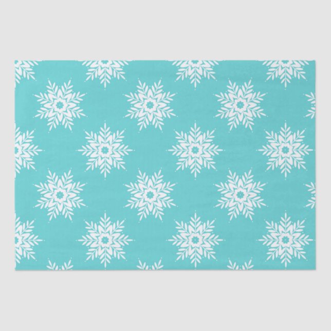 Mint White Snowflake Pattern   Tissue Paper (Front)