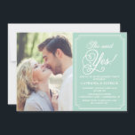 Mint & White Whimsical Engagement Party Invitation<br><div class="desc">Elegant and whimsical engagement invitation. This is a part of a wedding suite. Matching items and other colours are available.</div>
