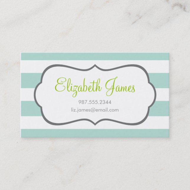 Mint Wide Stripe Business Card (Front)