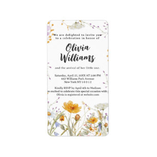 Mint wildflower spring floral Baby Shower  Label