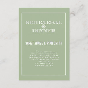 Mint Winter Wedding Rehearsal Dinner Invitations