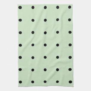Mint With Black Polka Dots Kitchen Towel