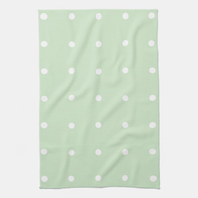 Mint With White Polka Dots Kitchen Towel (Vertical)