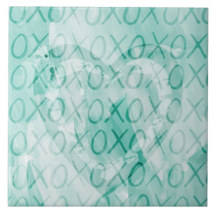 Mint XOXO Love Ceramic Tile