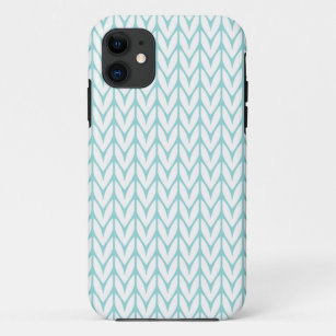 Mint Yarn Chevrons Knit Pattern Customisable iPhone 11 Case