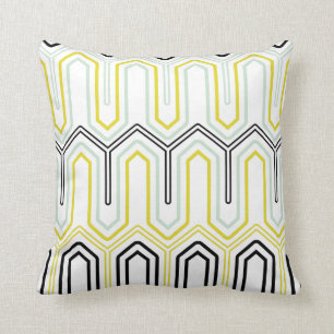 Mint & Yellow Geometric Pattern Decorative Pillow