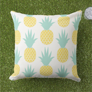Mint Yellow Pineapple Pattern Tropical Cushion
