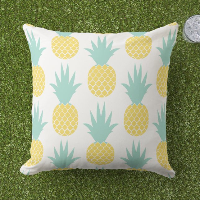 Mint Yellow Pineapple Pattern Tropical Cushion (Grass)