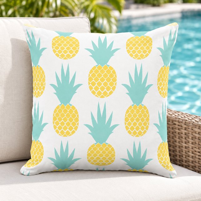 Mint Yellow Pineapple Pattern Tropical Cushion (Creator Uploaded)