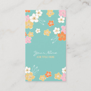 Mint yellow pink to summer hawaiian exotic flowers business card