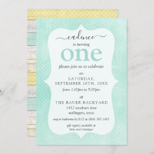 Mint & Yellow Rustic Cottage Custom Age Birthday Invitation
