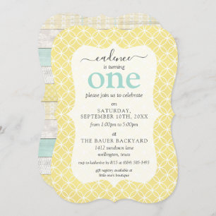 Mint & Yellow Rustic Cottage Custom Age Birthday Invitation