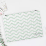 Mint Zig Zag Personalised Name iPad Air Cover<br><div class="desc">Custom-designed iPad smart cover featuring pastel mint zig zag/chevron pattern with personalised name/monogram.</div>