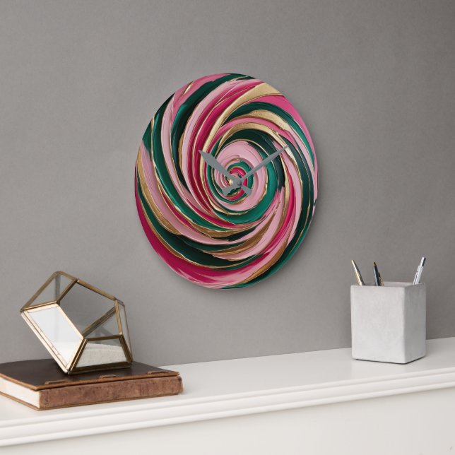 Minted Blush Marble Large Clock (Office)