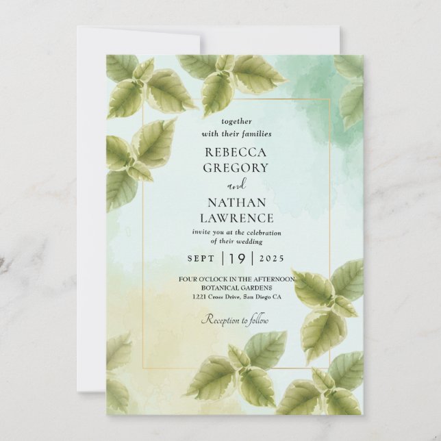 Minted gold geometrical fall wedding invitations (Front)