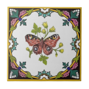 Minton Butterfly Hand-Coloured c.1870 Tile Repro