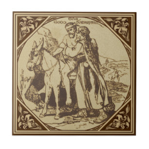 Minton Good Samaritan Bible Story Repro Antique Ceramic Tile
