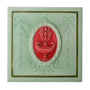 MInton Neoclassical LtGreen 1890 Faux Relief Repro Ceramic Tile