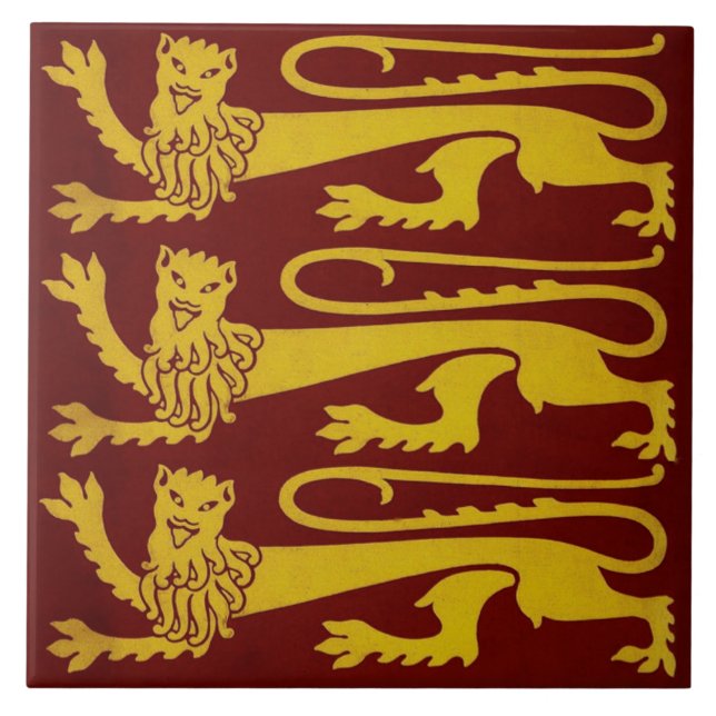 Minton Pugin Gothic Lions Tile 1850s Reproduction (Front)
