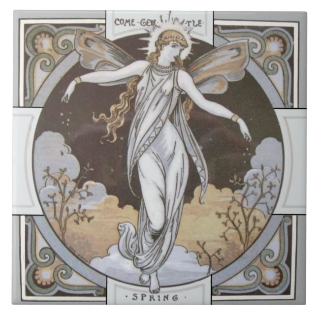 Minton Reproduction Rare Seasonal "Spring" Tile (Front)