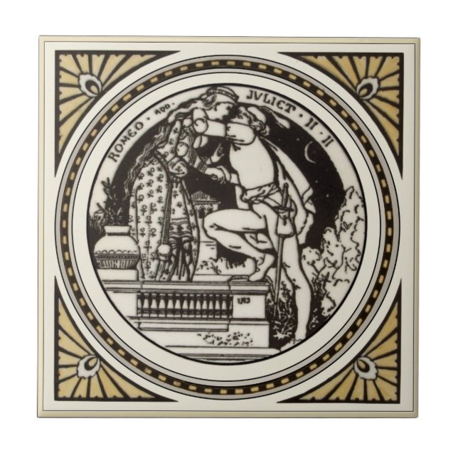 Minton Shakespeare Romeo & Juliet Tile 1870s Repro (Front)