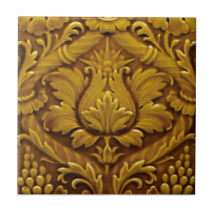 Minton Victorian Faux Relief Antique Gold Repro Ceramic Tile
