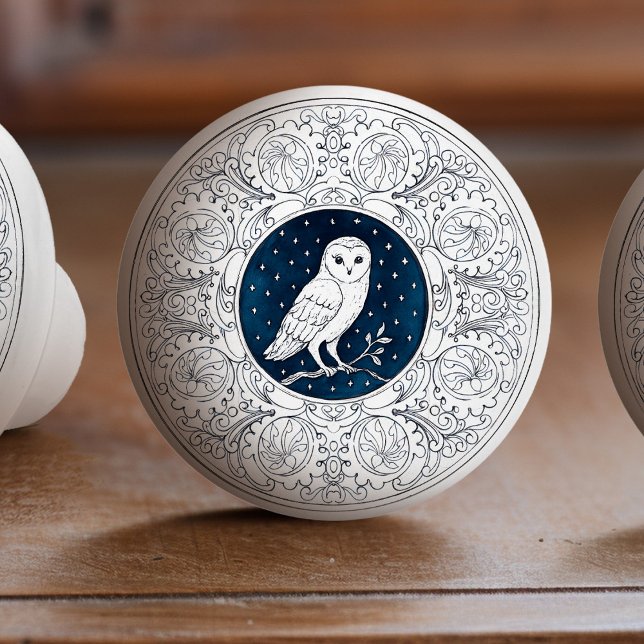 Mintons Owl British Royal Blue Victorian Ceramic Knob (Creator Uploaded)