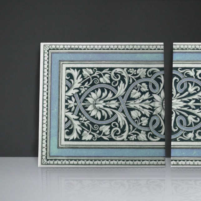 Mintons UK Classical Greek Floral Pattern Blue Ceramic Tile (Creator Uploaded)