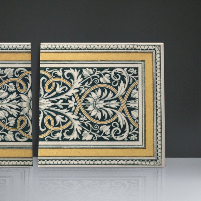 Mintons UK Classical Greek Floral Pattern Ceramic Tile (Creator Uploaded)