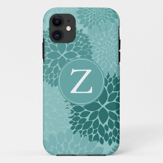 Minty Blossoms Monogram Case-Mate iPhone Case (Back)