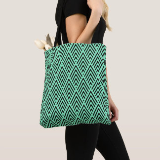 Minty Chevron Print Tote Bag