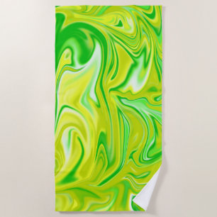 "Minty Dream: The Soft Swirls of Green Marble" Beach Towel
