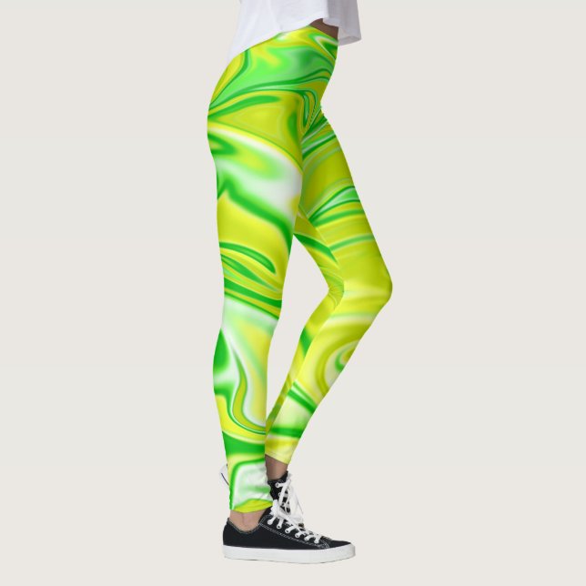 "Minty Dream: The Soft Swirls of Green Marble" Leggings (Right)