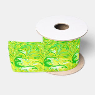 "Minty Dream: The Soft Swirls of Green Marble" Satin Ribbon