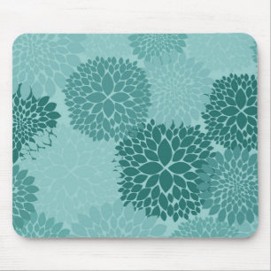 Minty Flowers Mouse Pad
