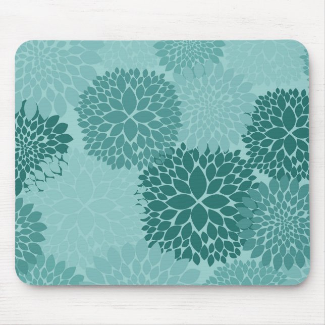 Minty Flowers Mouse Pad (Front)