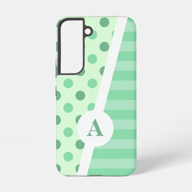Minty Fresh Polka Dot and Stripe Pattern Samsung Galaxy S22 Case (Back)