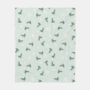 minty green ice skates fleece blanket