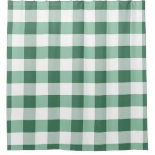 Minty Green Plaid Chequered Squares Shower Curtain