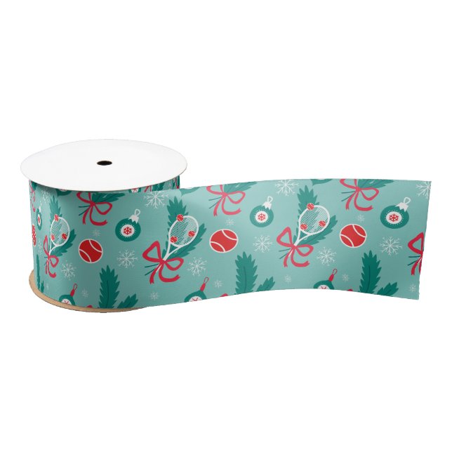 Minty green Tennis Christmas Satin Ribbon (Spool)