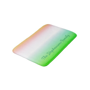 Minty Green to White Gradient with Green Script Bath Mat