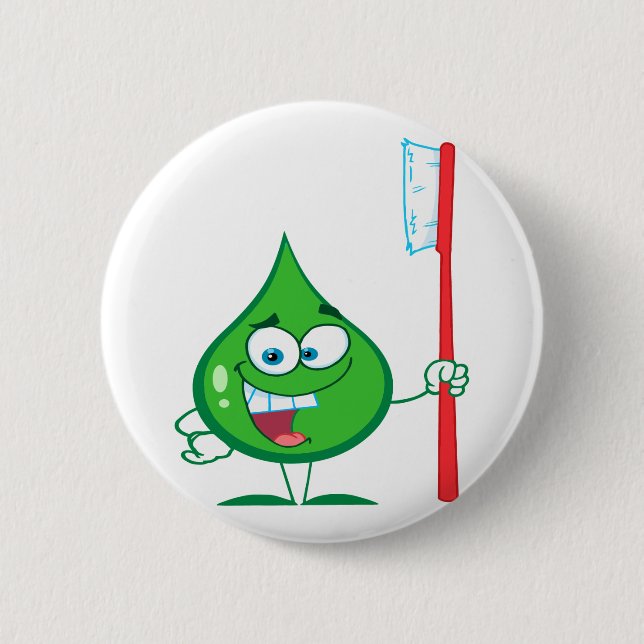 Minty Green Toothpaste Character toothbrush 6 Cm Round Badge (Front)