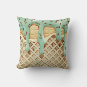 Minty Ice Cream Drip Delight Cushion